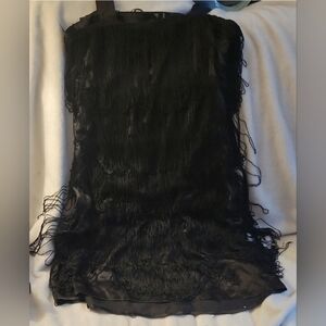 Elegant Black Fringe Flapper Dress Size S.Holiday, Halloween, Dance